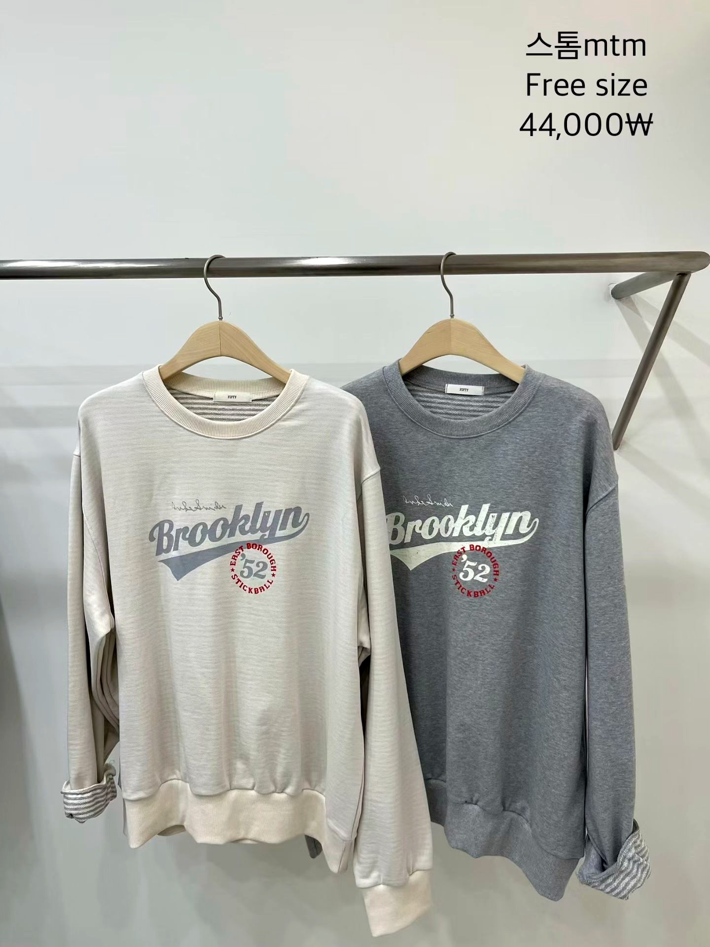 스타일리시 캐주얼 브루클린 레터 프린트 티셔츠