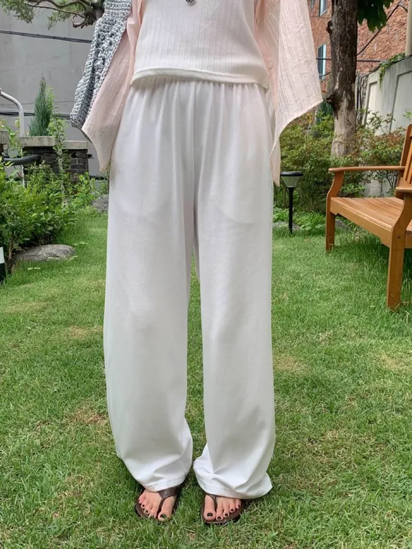 Loose Casual White Long Pants - Comfortable and Breathable, a Summer Essential