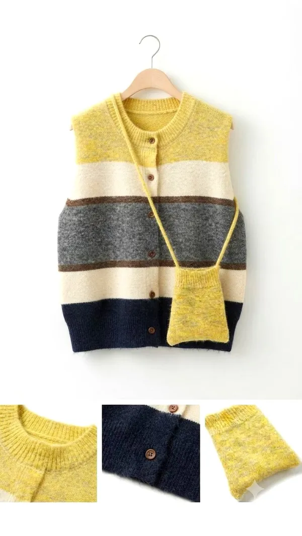 Stylish Striped Knit Sweater, Comfortable and Versatile, A Must-Have for Fall and Winter