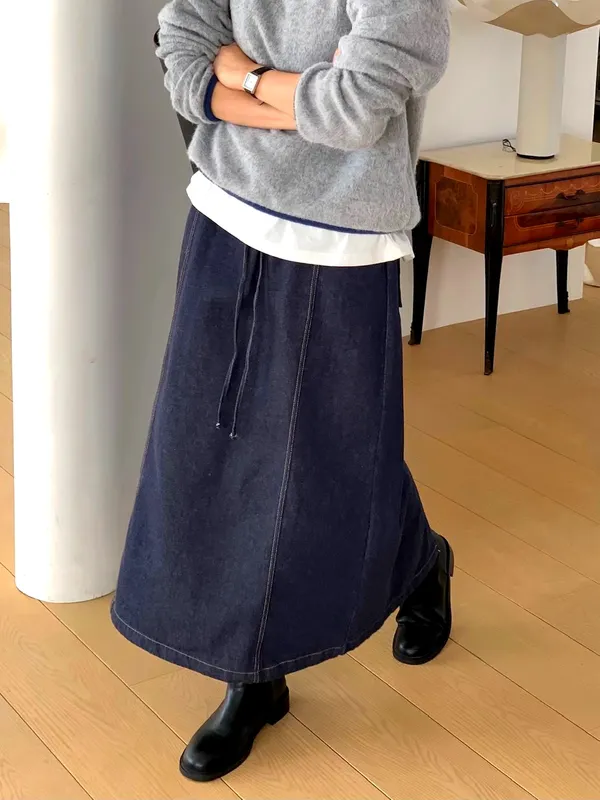 Fashionable Casual Denim Midi Skirt - Show Off Your Elegant Charm