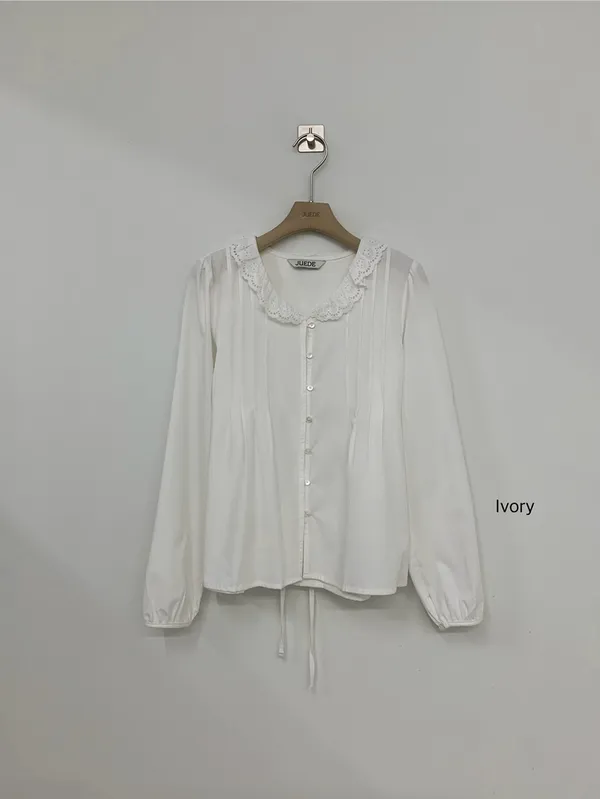 Elegant Lace Collar White Shirt - Lightweight and Comfortable
