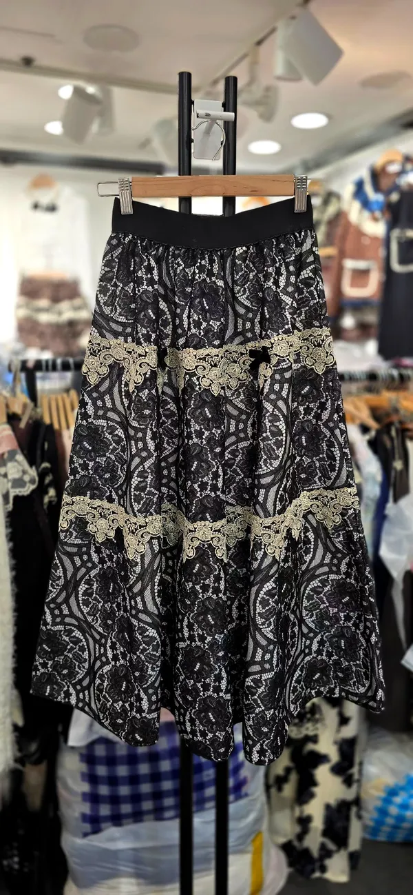 Elegant Lace Midi Skirt, Showcasing Your Charming Aura