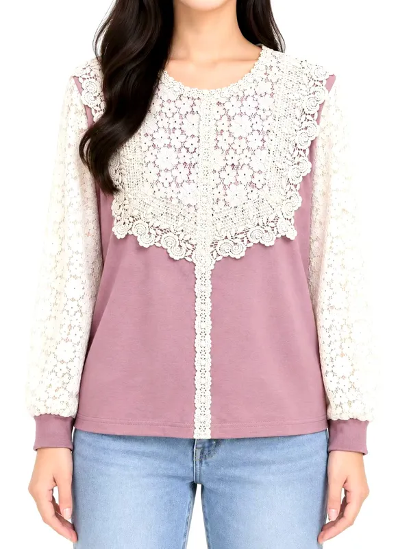 Lace-Trimmed Women's Top - Elegant and Fashionable