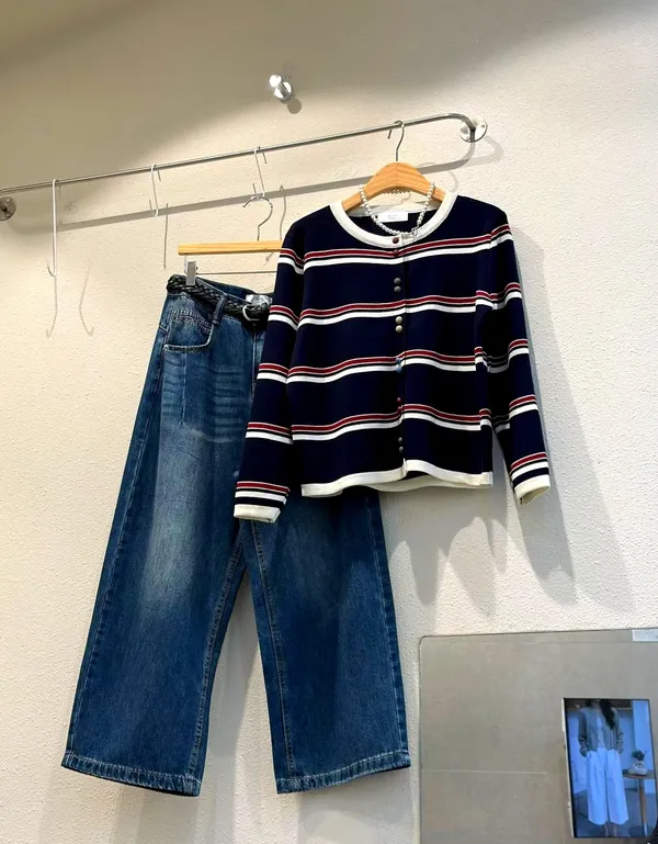 Striped Knit Cardigan for Women - Fashionable and Versatile