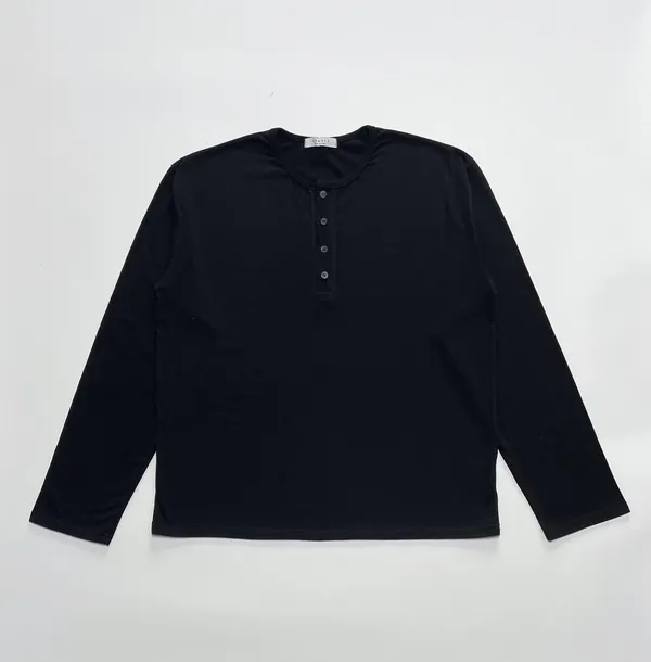 Men's Loose Fit Stretchy Henley Long Sleeve T-Shirt