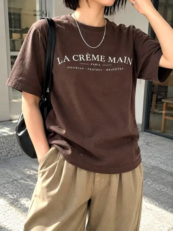 Minimalist Fashion Letter Print T-Shirt, Comfortable and Versatile