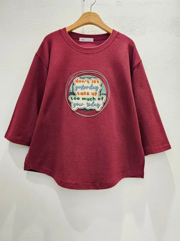 Personalized Embroidered Loose Women's Top, Comfortable Casual Style