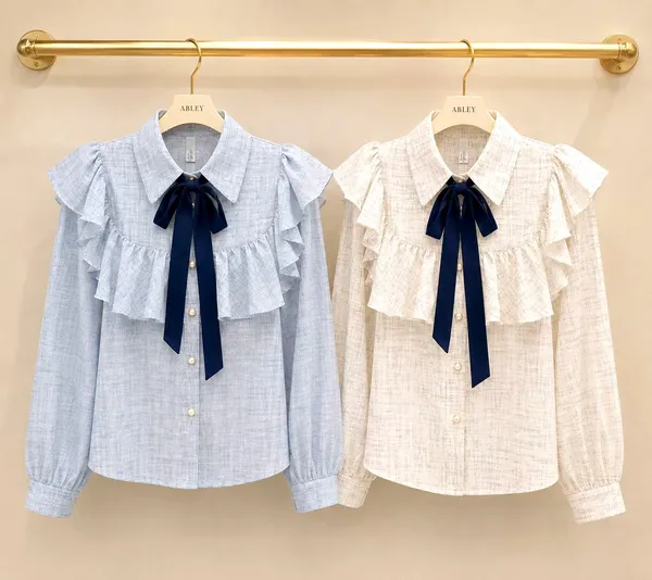 Elegant Ruffled Shirt, Fresh and Fashionable