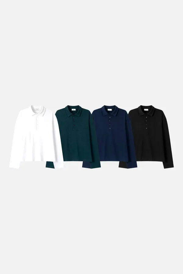 Classic Men's Long Sleeve Polo Shirt - Comfortable and Versatile for Any Occasion