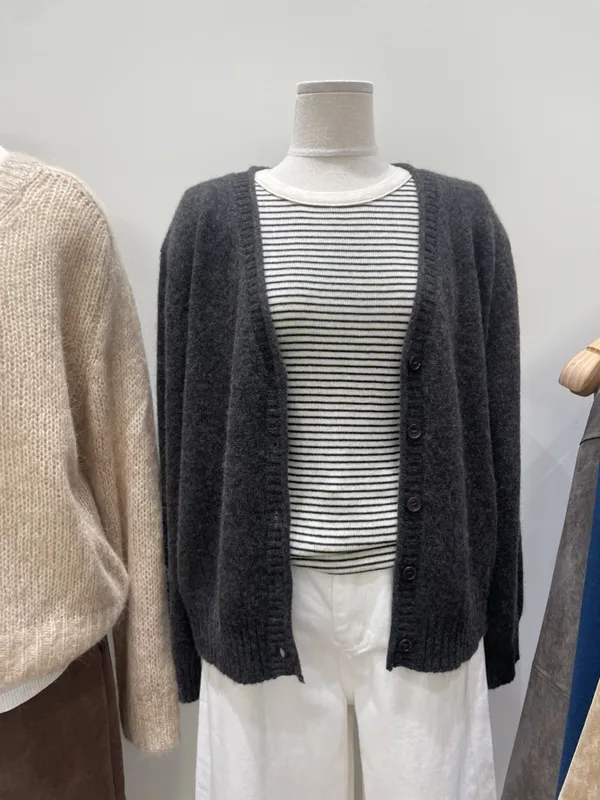 Classic Striped Knit Cardigan, Warm and Comfortable
