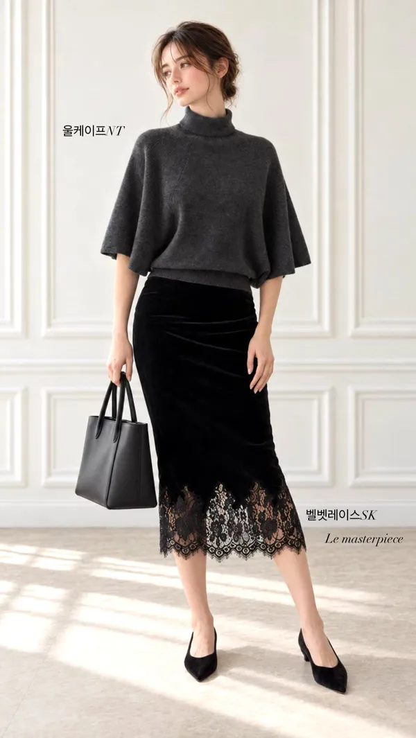 Elegant Lace Trim Midi Skirt, Showcasing Feminine Charm