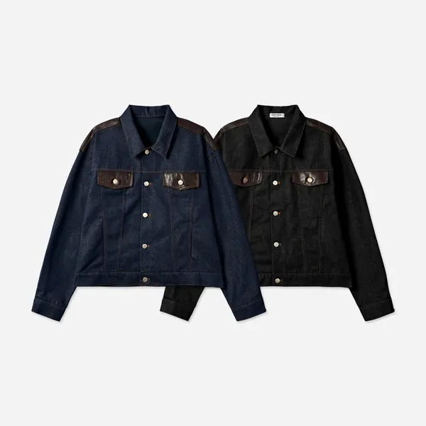 Jaket Denim Lelaki Bergaya, Reka Bentuk Klasik, Fit Selesa