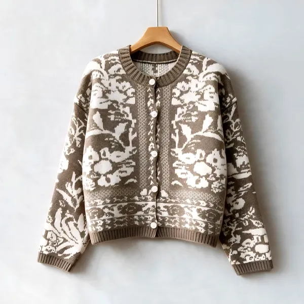 Cozy Floral Pattern Cardigan - Perfect for Any Occasion
