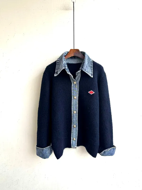 Fashionable Casual Women's Top with Denim Patchwork Design, Comfortable and Versatile