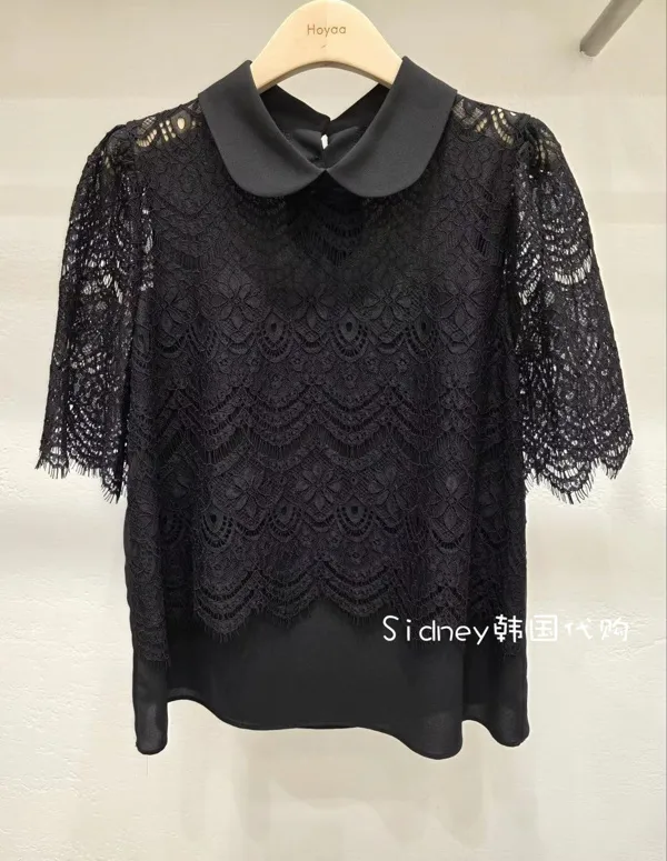 Elegant Lace Patchwork Short Sleeve Top