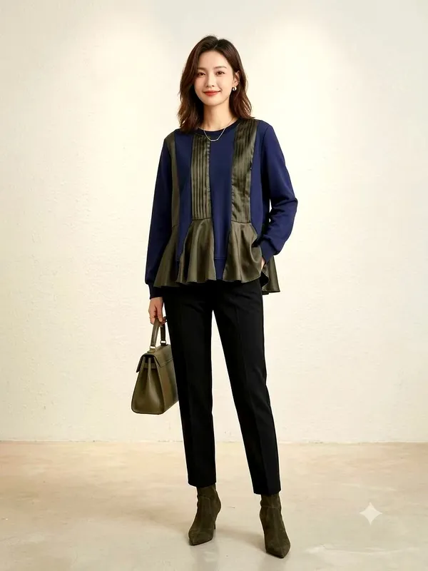 Stylish Patchwork Women's Top, Elegant Design, Comfortable Fabric