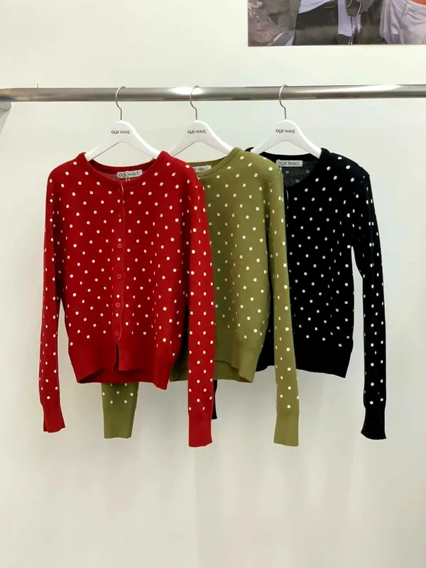 Fashionable Polka Dot Cardigan for Women, Comfortable and Versatile