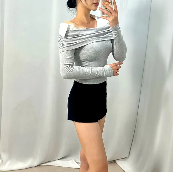 Stylish Gray Women's Top with Comfortable Slim Fit Design