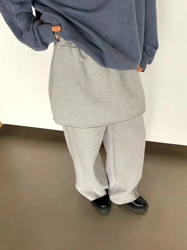 Fashionable Casual Gray Skirt Pants - Comfortable and Versatile