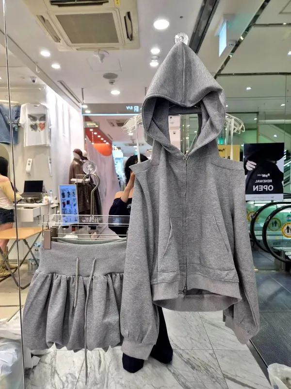 Stylish Gray Women's Outfit Set, Comfortable Casual Style