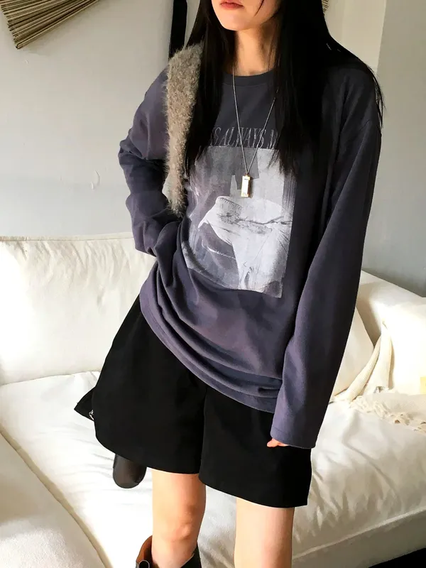 Fashionable Printed Long Sleeve T-Shirt, Comfortable Casual Style