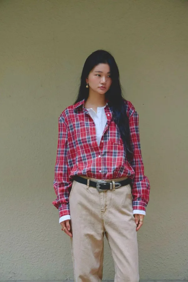 Stylish Plaid Women's Top, Comfortable Casual Style