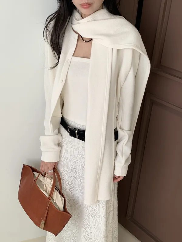Elegant Knit Cardigan with Long Skirt