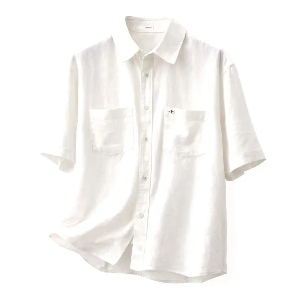 Fresh White Short Sleeve Shirt for Men - Comfortable and Breathable