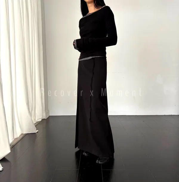 Stylish Black Long Dress for Women, Elegant Flowing Design