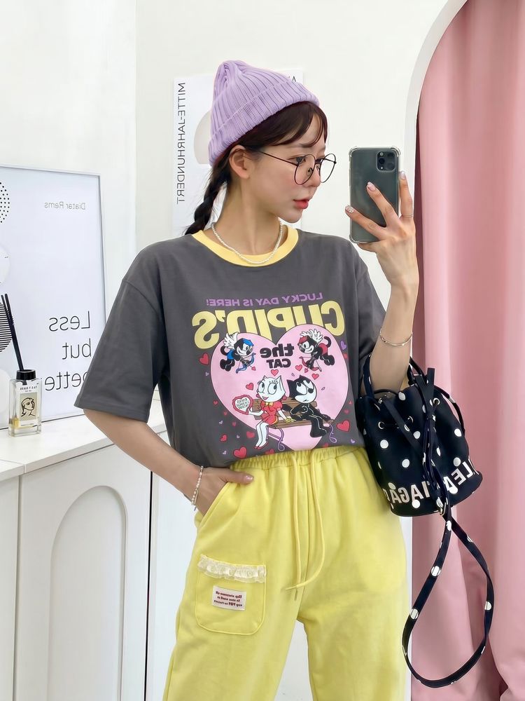 Cute Cartoon Pattern Short Sleeve T-Shirt