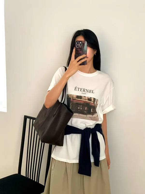 패셔너블 프린트 티셔츠, 편안하고 다재다능한 여성용 상의