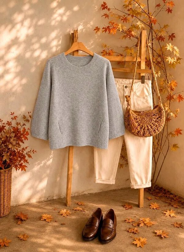 Essential Gray Knit Sweater for Fall and Winter - Comfortable and Versatile