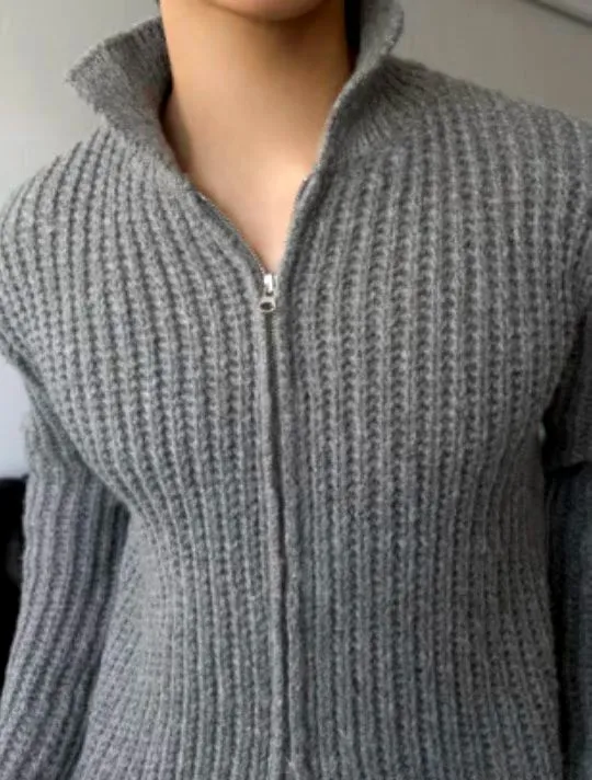 Stylish Men's Zip-Up Knitted Top, Comfortable and Warm