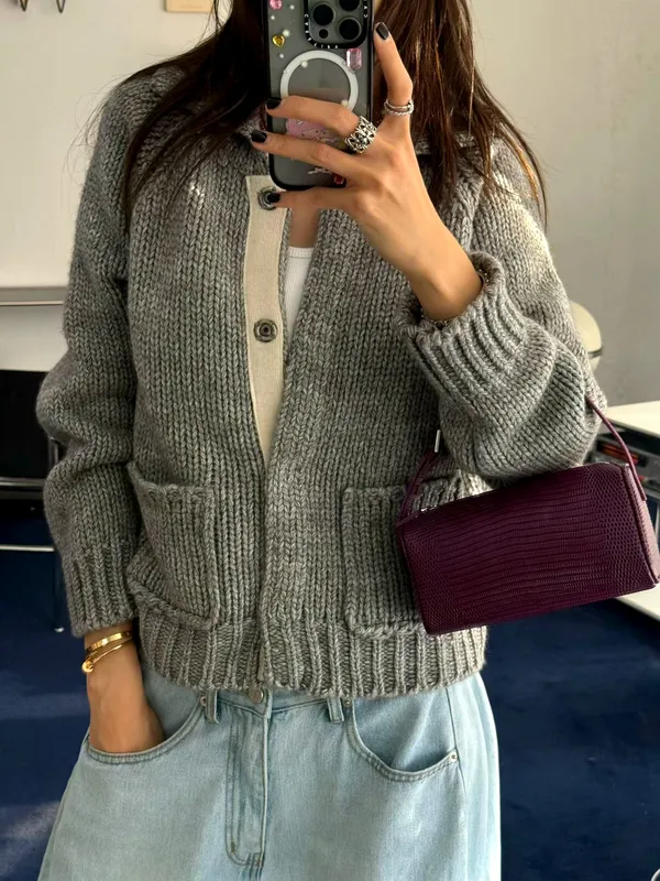 Stylish Gray Sweater Coat - Comfortable and Versatile