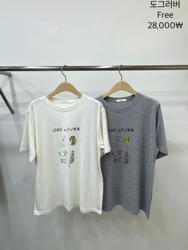 Cute Dog Pattern Short Sleeve T-Shirt, Comfortable Casual Style