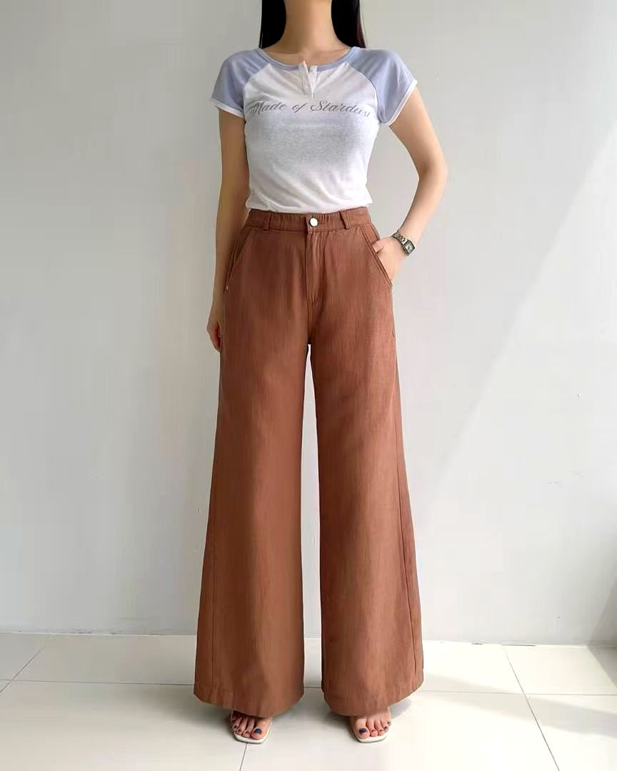 패셔너블한 루즈핏 여성용 긴 바지, 편안한 캐주얼 스타일