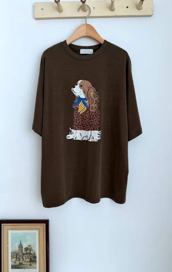 Cute Dog Print Loose T-Shirt