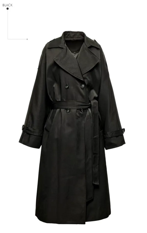 Classic Black Women's Trench Coat - Elegant and Fashionable