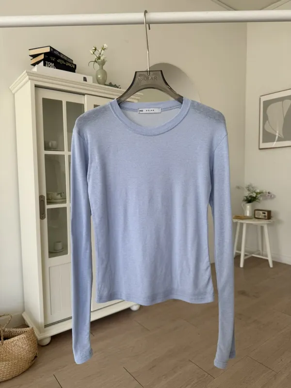 Fresh Blue Long Sleeve T-Shirt, Comfortable and Breathable, Perfect Match