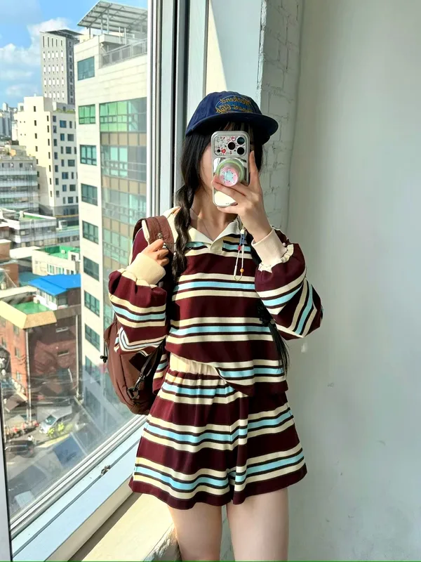 Fashionable Striped Women's Outfit, Casual Comfort for Spring and Summer