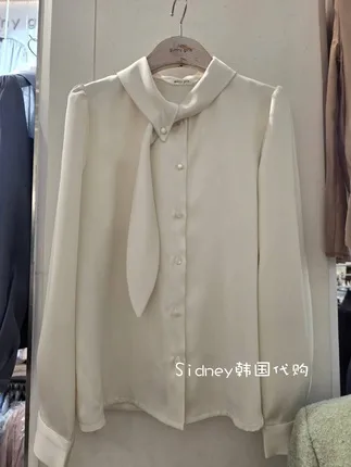 Elegant Silk Bow Tie Shirt, Fashionable and Versatile