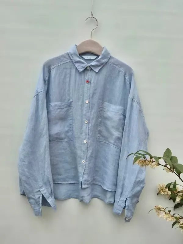 Fresh Blue Casual Shirt - Comfortable and Breathable for Spring and Summer