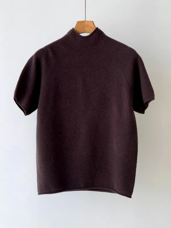 Simple Style Short Sleeve Knitted Top, Comfortable and Versatile