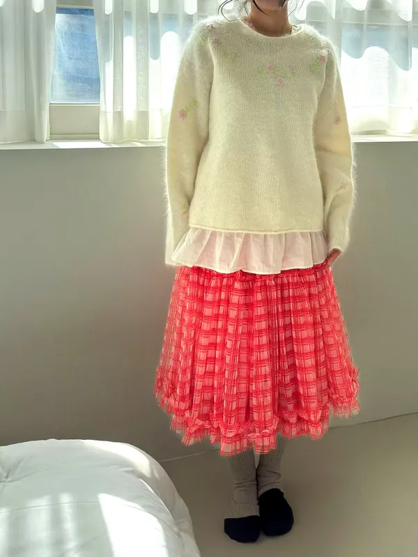Spring Floral Embroidered Sweater for Women