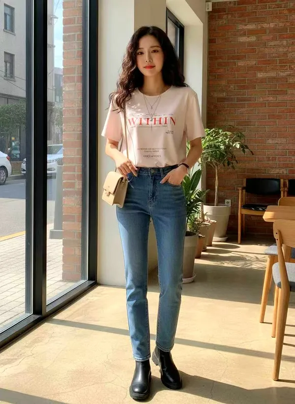 스타일리시 미니멀리스트 레터 프린트 여성 티셔츠