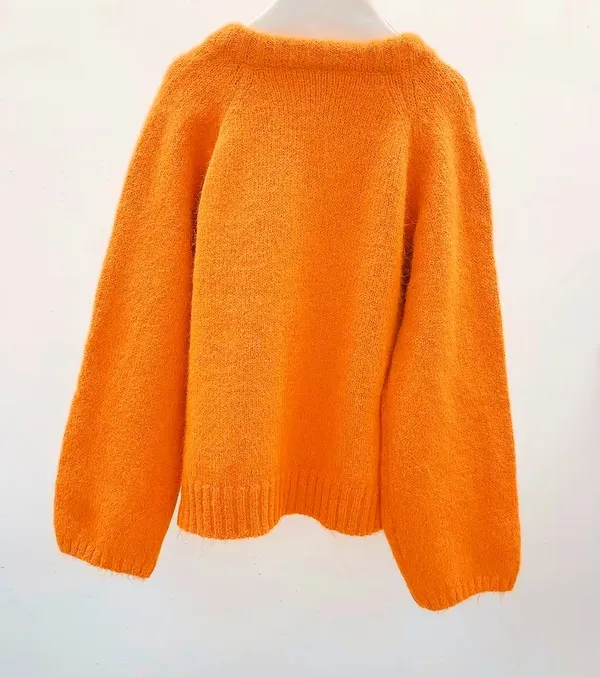 Stylish and Eye-Catching Orange Women's Sweater, Warm and Comfortable