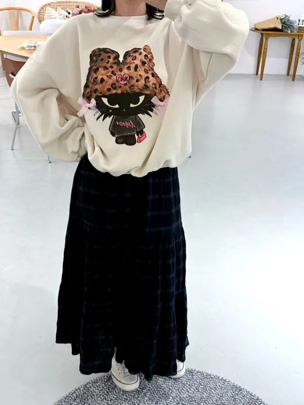 เสื้อยืดลายการ์ตูนน่ารักแบบหลวม สบายสไตล์สบายๆ