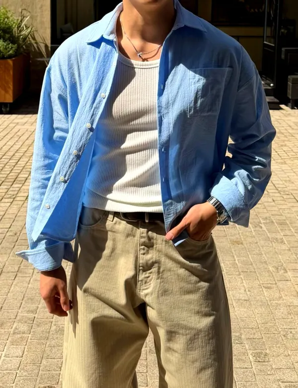 Fresh Blue Men's Shirt, Lightweight and Breathable, Perfect Match