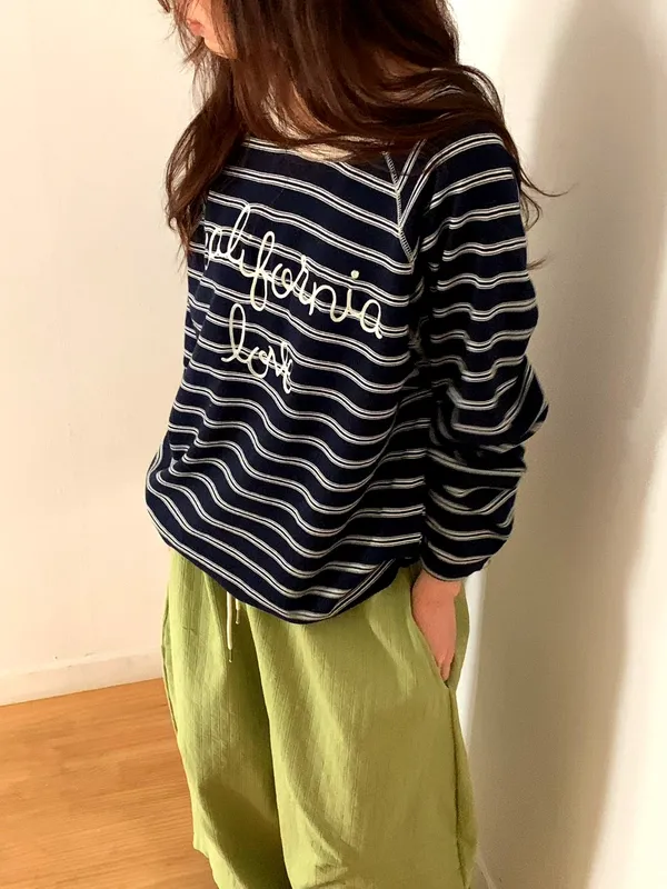 Striped Printed Women's T-Shirt, Casual and Comfortable Style