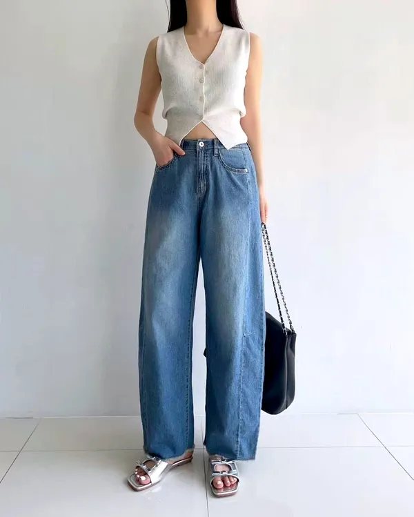 Fashion High-Waisted Loose Denim Pants, Comfortable and Versatile